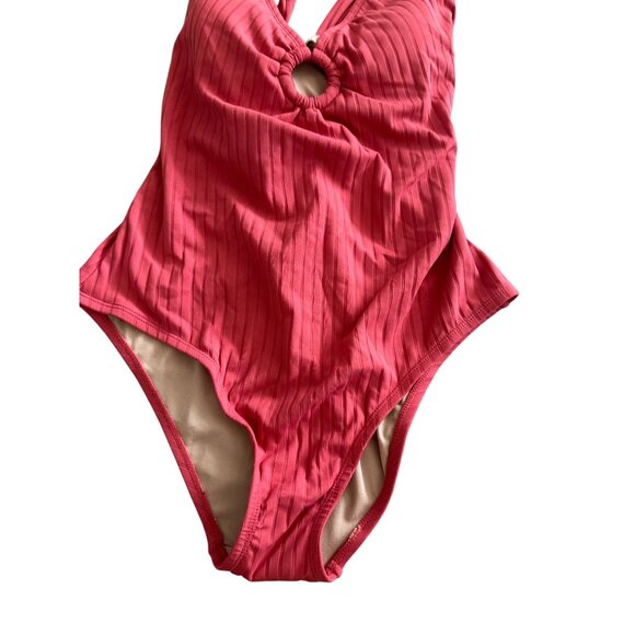 KONA SOL Coral Keyhole One Piece Bathing Suit Sz Large - Picture 2 of 7